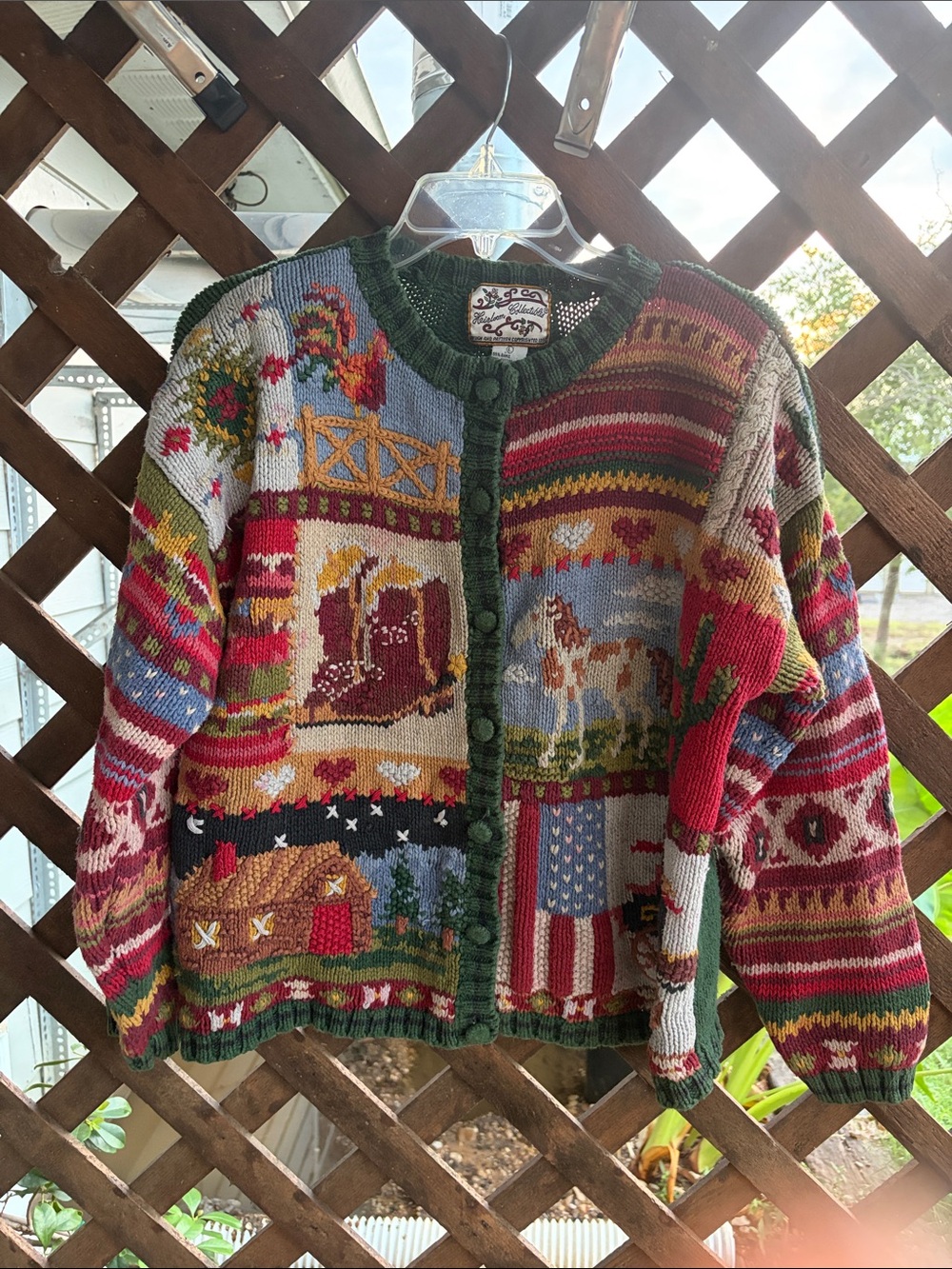 Heirloom collectible handmade Rustic Patchwork Wool Cardigan Sweater western
